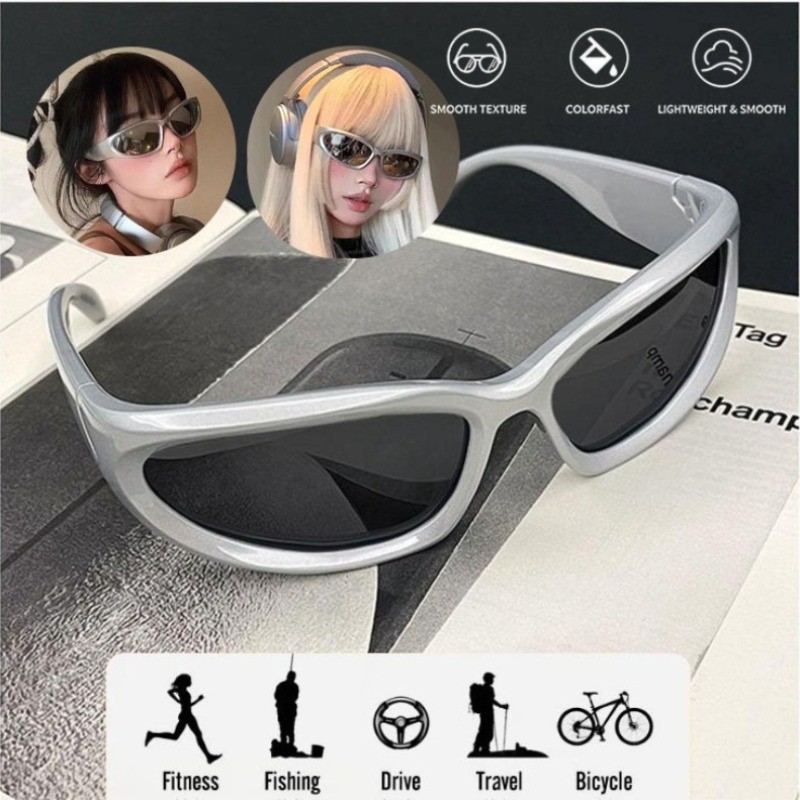 Y2K Óculos De Sol Retangulares Menina Quente Futuro Senso De Tecnologia Vintage Hip Hop Punk UV400 Proteção Tons
