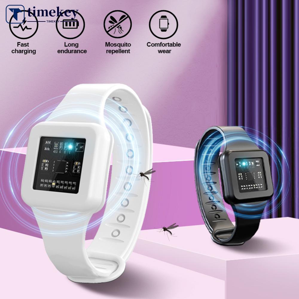 TIMEKEY Ultra-Sônico Repelente De Mosquitos Pulseira 3 Frequência De Engrenagem Ajustável Relógio Eletrônico Portátil Ao
