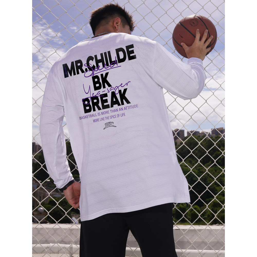 Gelo quebrando basquete tiro terno de manga comprida moletom masculino terno de treinamento americano roupas de secagem