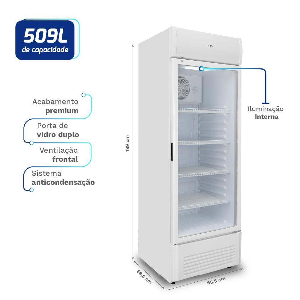 Refrigerador Expositor Vertical HQ 509 Litros Porta de Vidro Duplo Iluminação LED Branco HQ-509REVPVX · foto 2