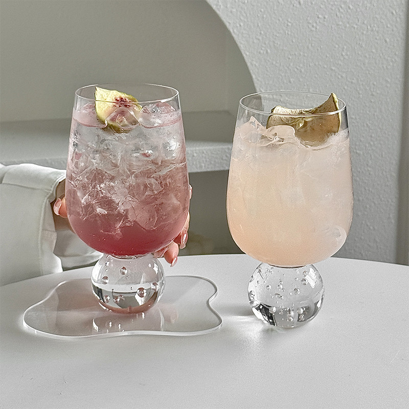 Copo de coquetel de vidro esférico de alto valor, copo de pé curto, criativo, suco de bolha, copo de bebida, Milkshake,