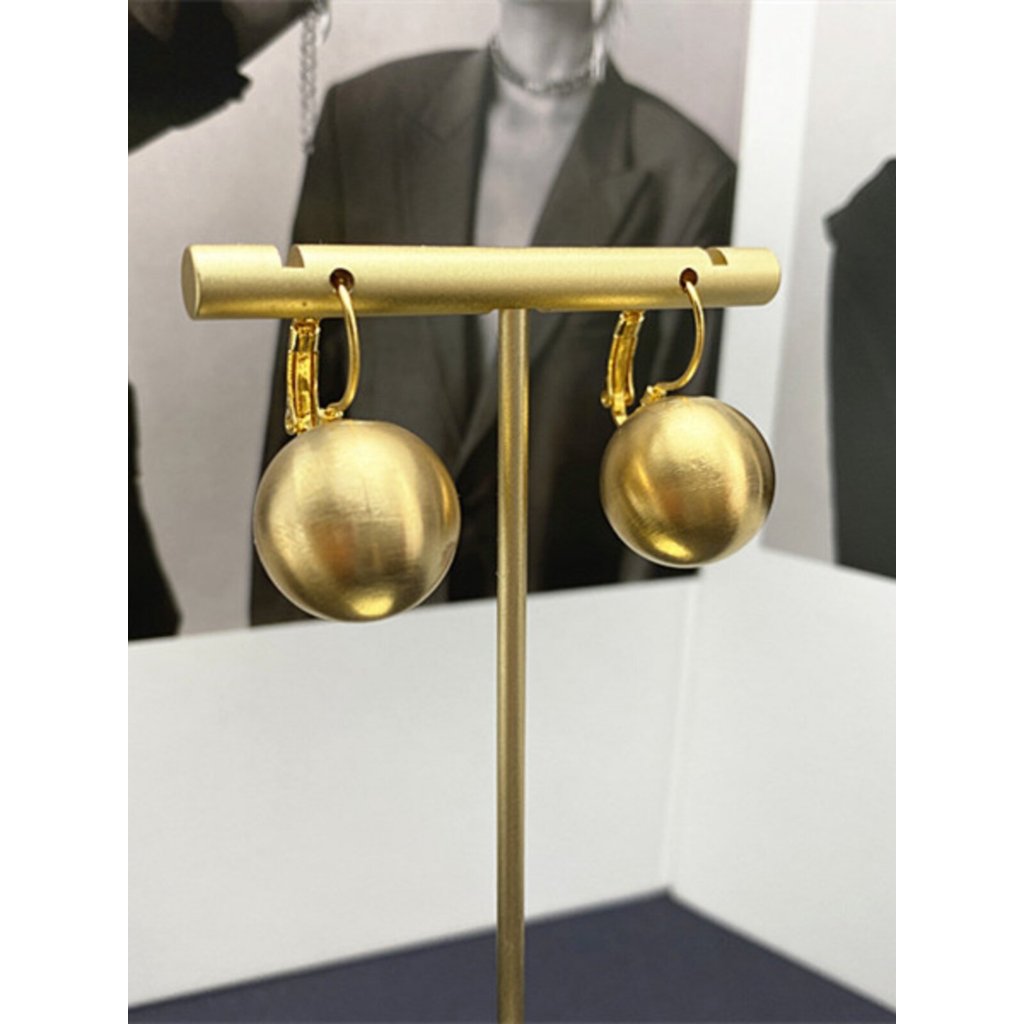 Brincos de bola fosco escovado este ano novo estilo brincos exclusivos brincos de Metal nicho Design brincos temperament