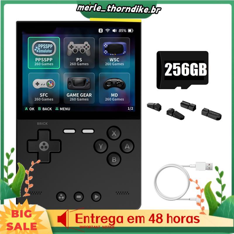 BRICK Console De Jogos Portátil 256GB Videogame Linux 3.2 Polegadas 1024x768 IPS Tela Retro Controlador De Jogo A