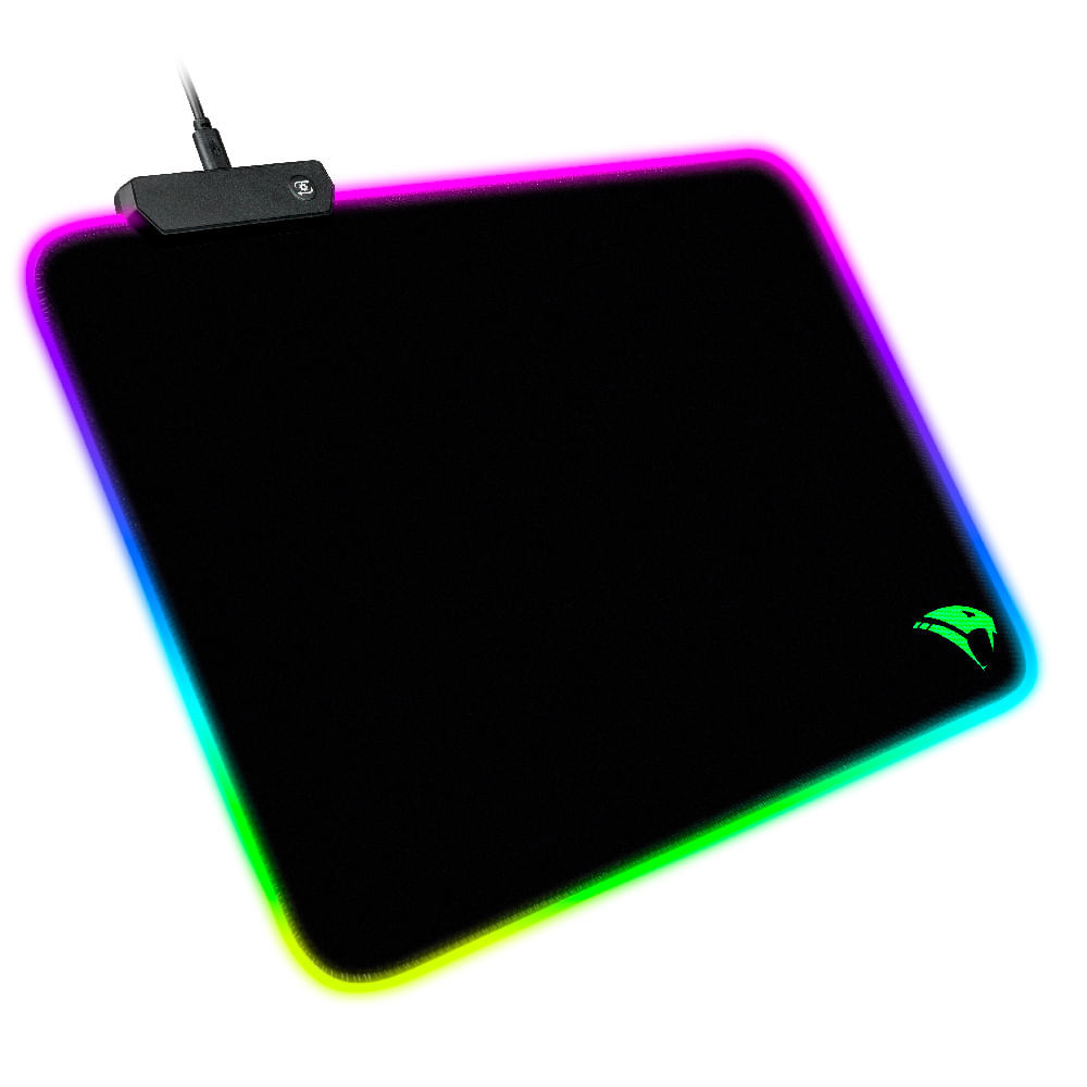 Mousepad Gamer Viper Pro Naja com RGB Grande 36,5x26,5cm Antiderrapante Speed Resistente a água