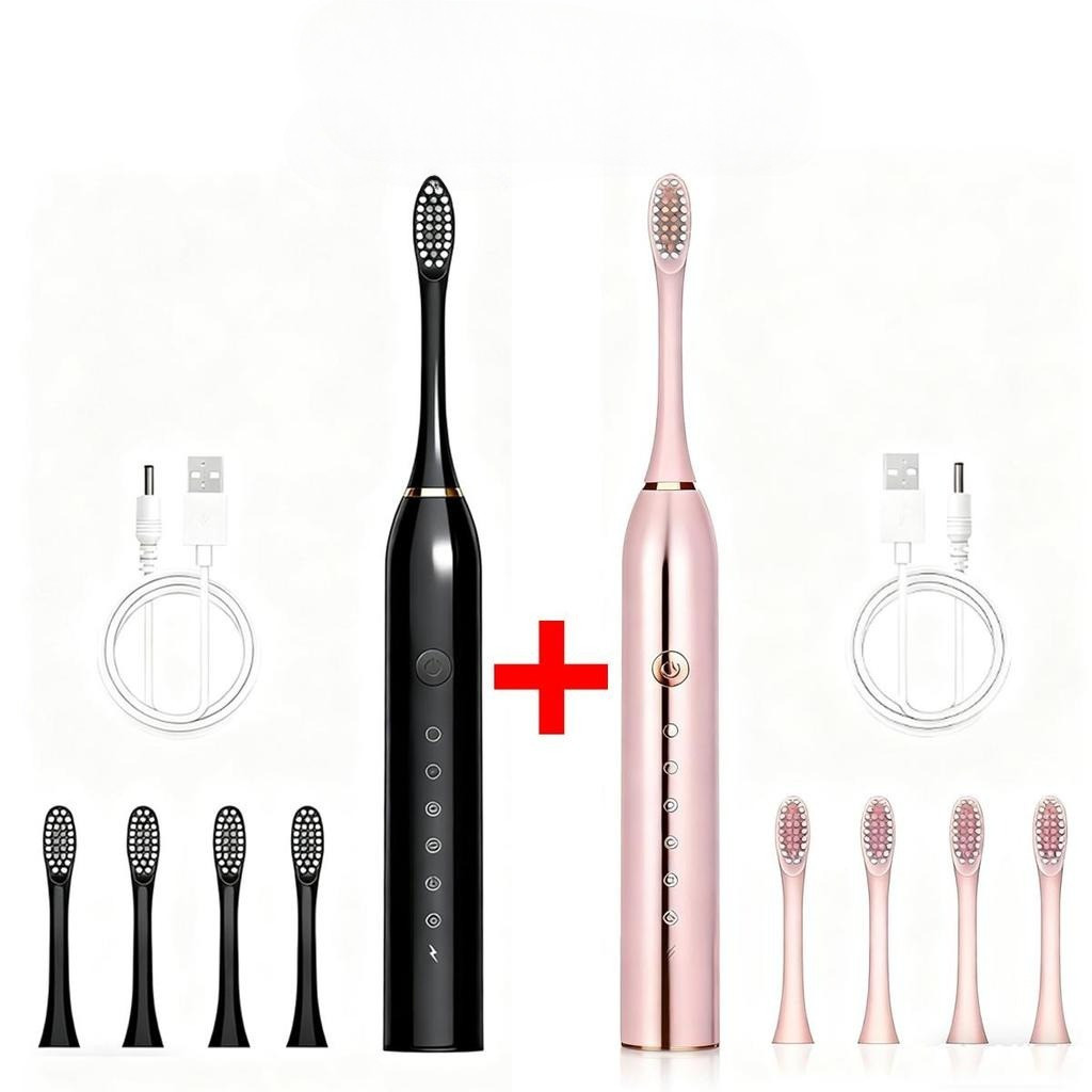 Kit Escova de Dente Elétrica  IPX7 À Prova dÁgua + 7 Modos + 8 Cabeças Recarregável e Portátil Ideal para Casa