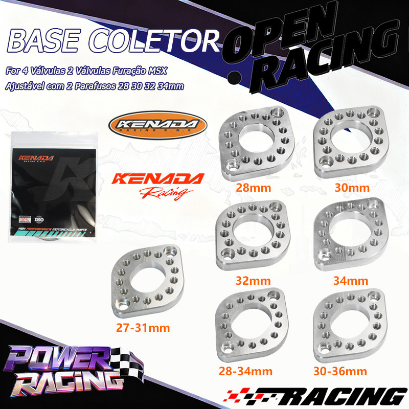 KENADA RACING Flange Adaptadora Injeção Carburador CNC 10mm Base Giratória 2/4 Válvulas Ajustável 28-34mm