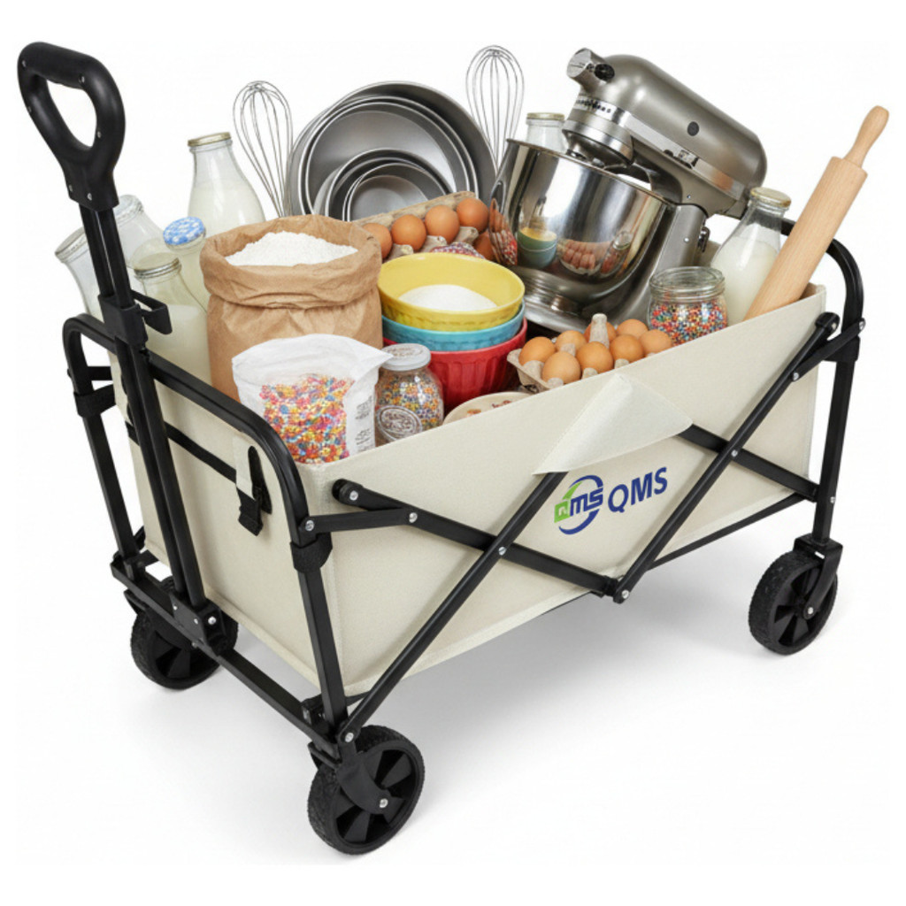 Carrinho Multiuso Para Camping Praia Passeio Pesca 80kg Função Dobrável Branco Preto