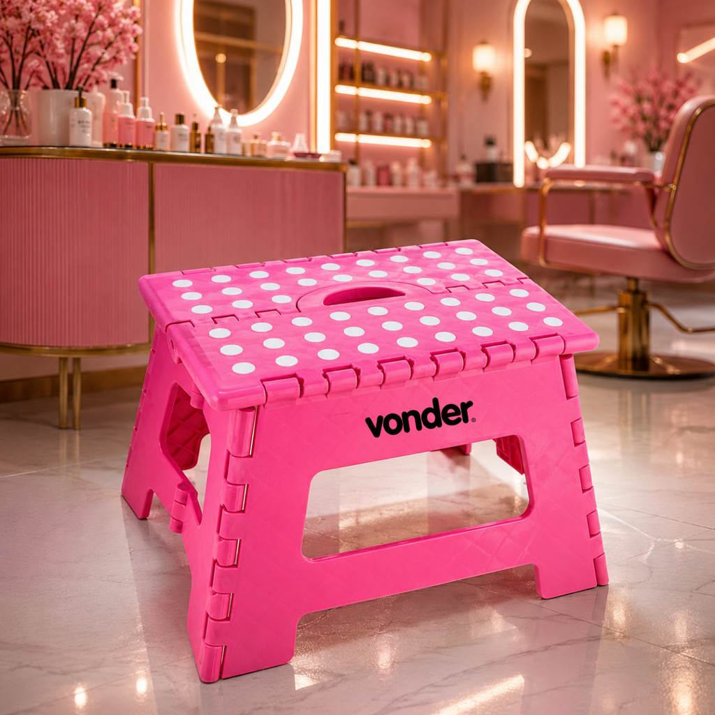 Mini Banqueta Escada 22cm Dobravel Adulto Infantil 150kg