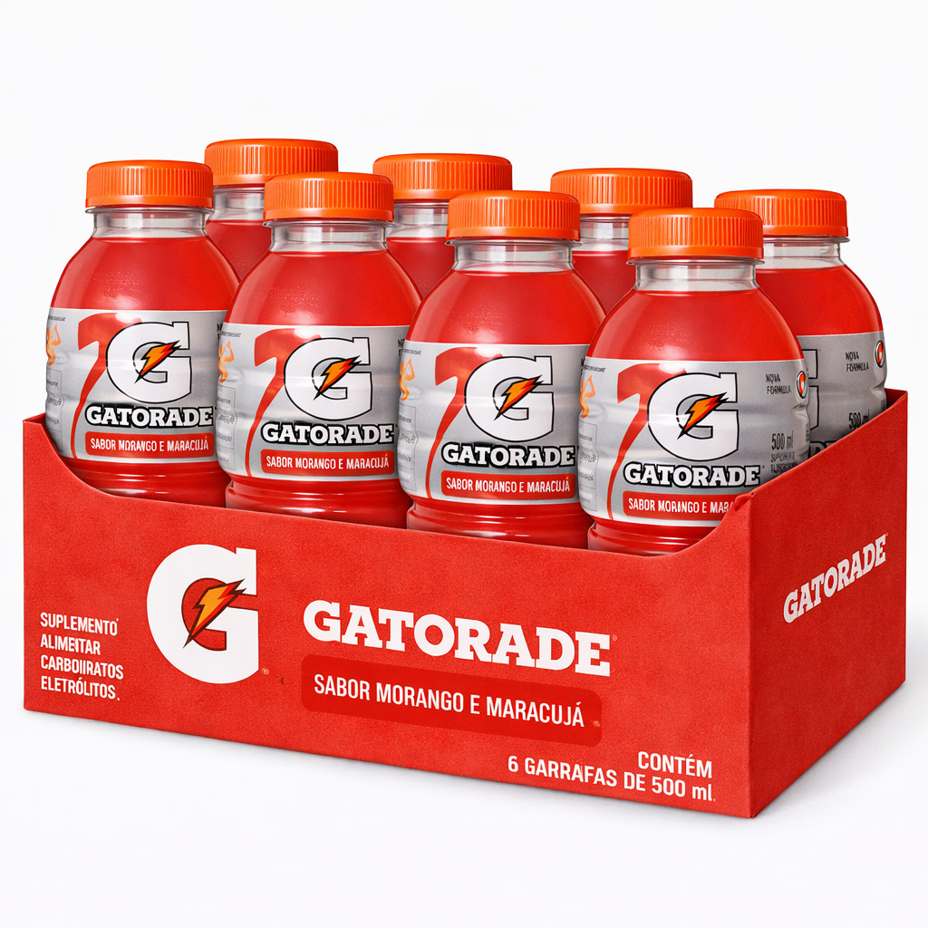 Gatorade Morango e Maracujá 500ml - 6 Unidades Isotonico