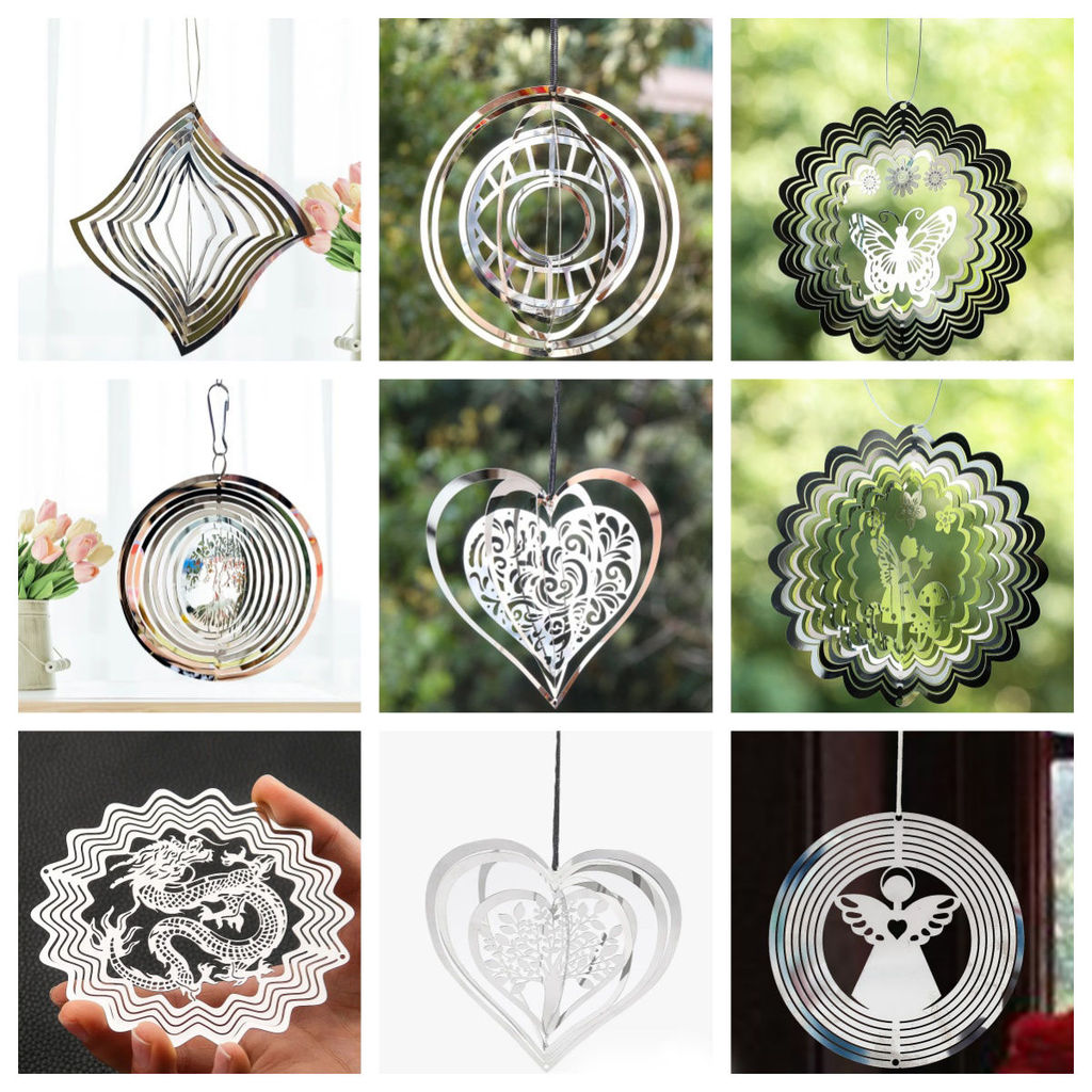 Mandala vento carrilhão nórdico 3D vento mandala vento carrilhão reflexivo vento carrilhão vento virar ornamento Metal v