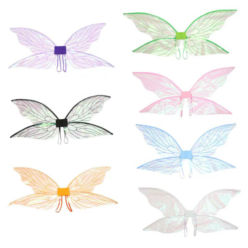 Crianças fantasia princesa borboleta acessórios de fadas feriado cos doce bonito adereços de aniversário asas de cigarra