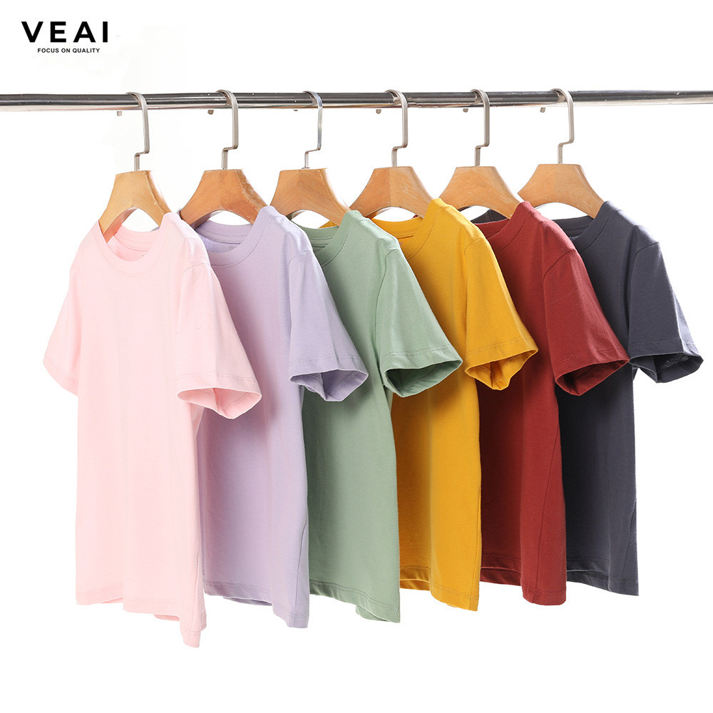 Crianças de manga curta puro algodão meninos camiseta de manga curta roupas superiores cor sólida camiseta verão meninas