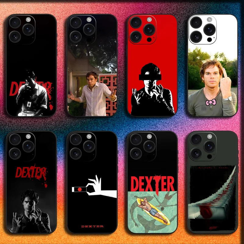 Capa de Telefone D-Dexter Morgan para iPhone 16, 15, 14, 13, 12, 11, Pro, XS, Max, XR, Plus, SE, Mini, Capa Macia Preta