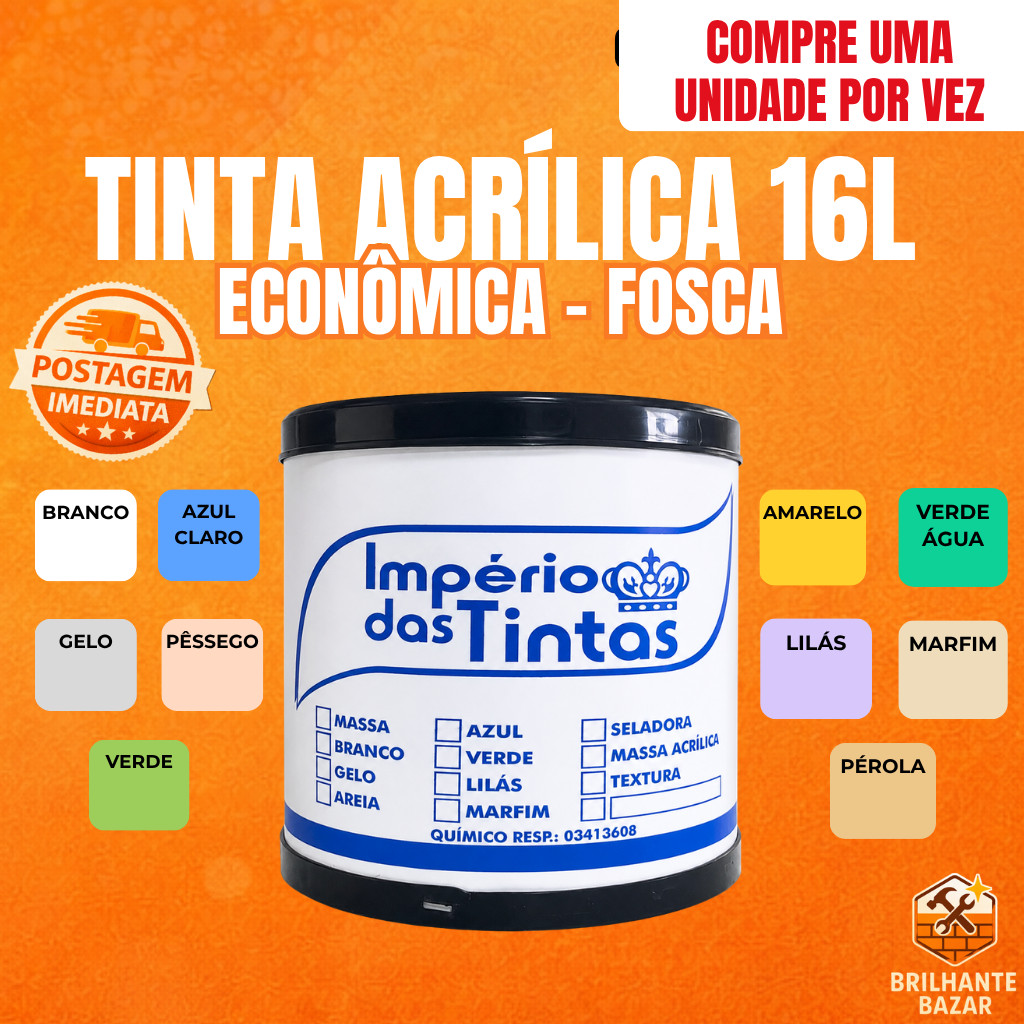 Tinta Imperio Látex Interior Barrica 16 L Branca - Gertal