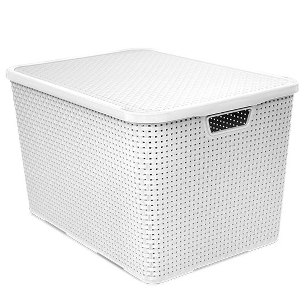 CAIXA ORGANIZADORA GRANDE RATTAN 20L BRANCO ARMARIO COZINHA BRINQUEDO