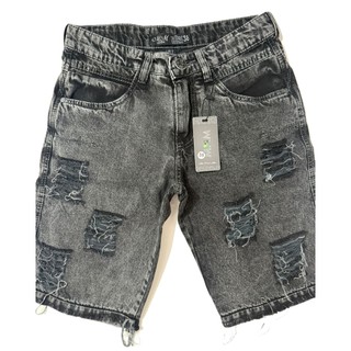 Bermuda jeans jogador marmorizada Shorts Jeans Masculina Rasgada Destroyed  Tendência Linha Premium s/elastano manchada