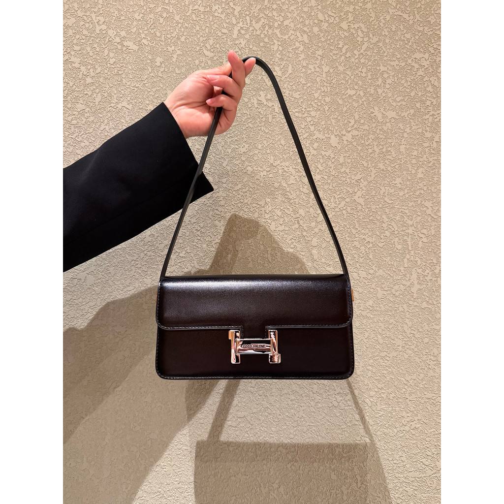 2026 Primavera Novo Estilo Simples All-Match Pequena Bolsa Quadrada Feminina High-End Feel Couro Genuíno H-Buckle Bolsa 
