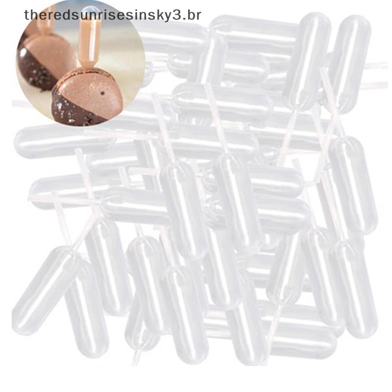 TSBR 50 Peças Mini 4ml Plástico Squeeze Transferência Tts Conta-Gotas Descartáveis Para Sorvete De Cupcake De Morango .
