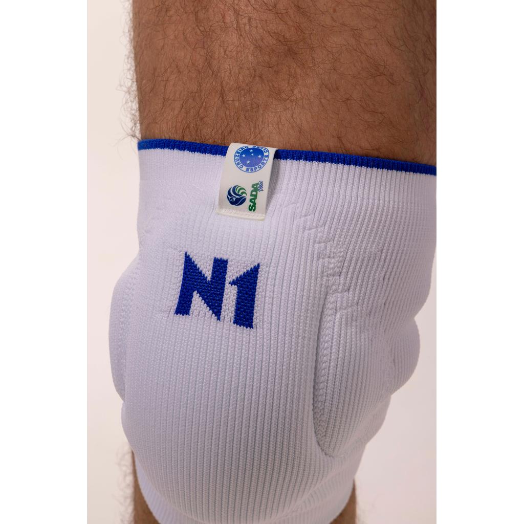 Joelheira Slide Branca Gg Licenciada Cruzeiro Knit 3D Eva 15Mm Proteção Impacto Estabilidade N1 Sport