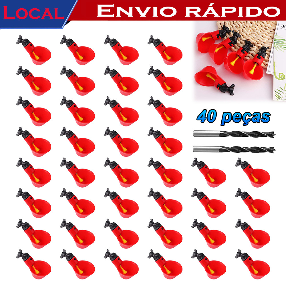 40 peças Bebedouro Automático para Aves com Furo Guia – Fácil Montagem, Copo de Plástico, para Bebedouro de Aves