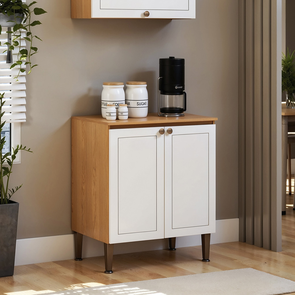 Balcão Cozinha 70 cm 2 Port Essência Frizz Cinamomo/Branco