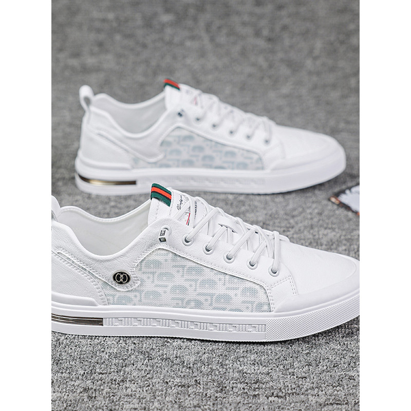 Sapatos masculinos primavera respirável desodorante Casual branco sapatos planos masculinos deslizamento-On esportes All