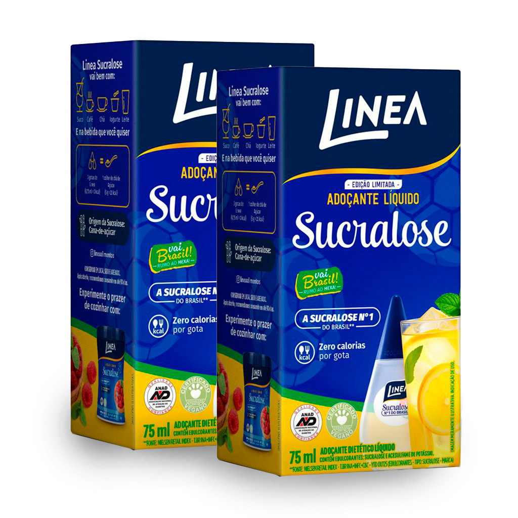 Kit 2 Adoçantes Sucralose Líquido Linea de 75ml - Edição Especial Copa do Mundo 2026