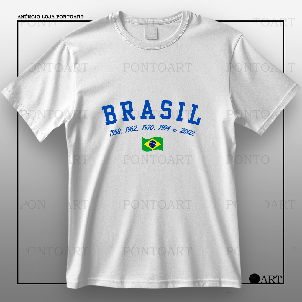 Camiseta Brasil Copa 1958 1962 1970 1994 2002 Camisa 100% Algodão