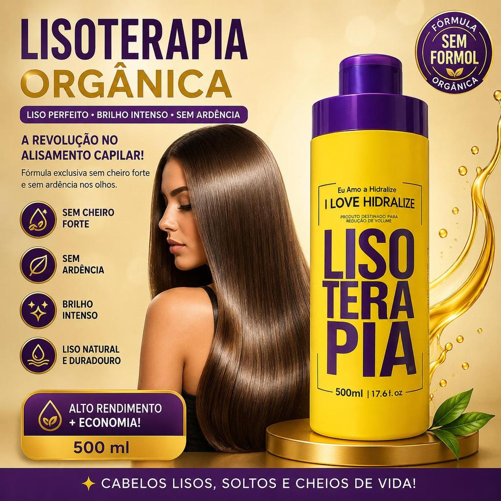 Progressiva Lisoterapia 500ML Sem Formol Hidralise Liso Perfeito Brilho Maciez