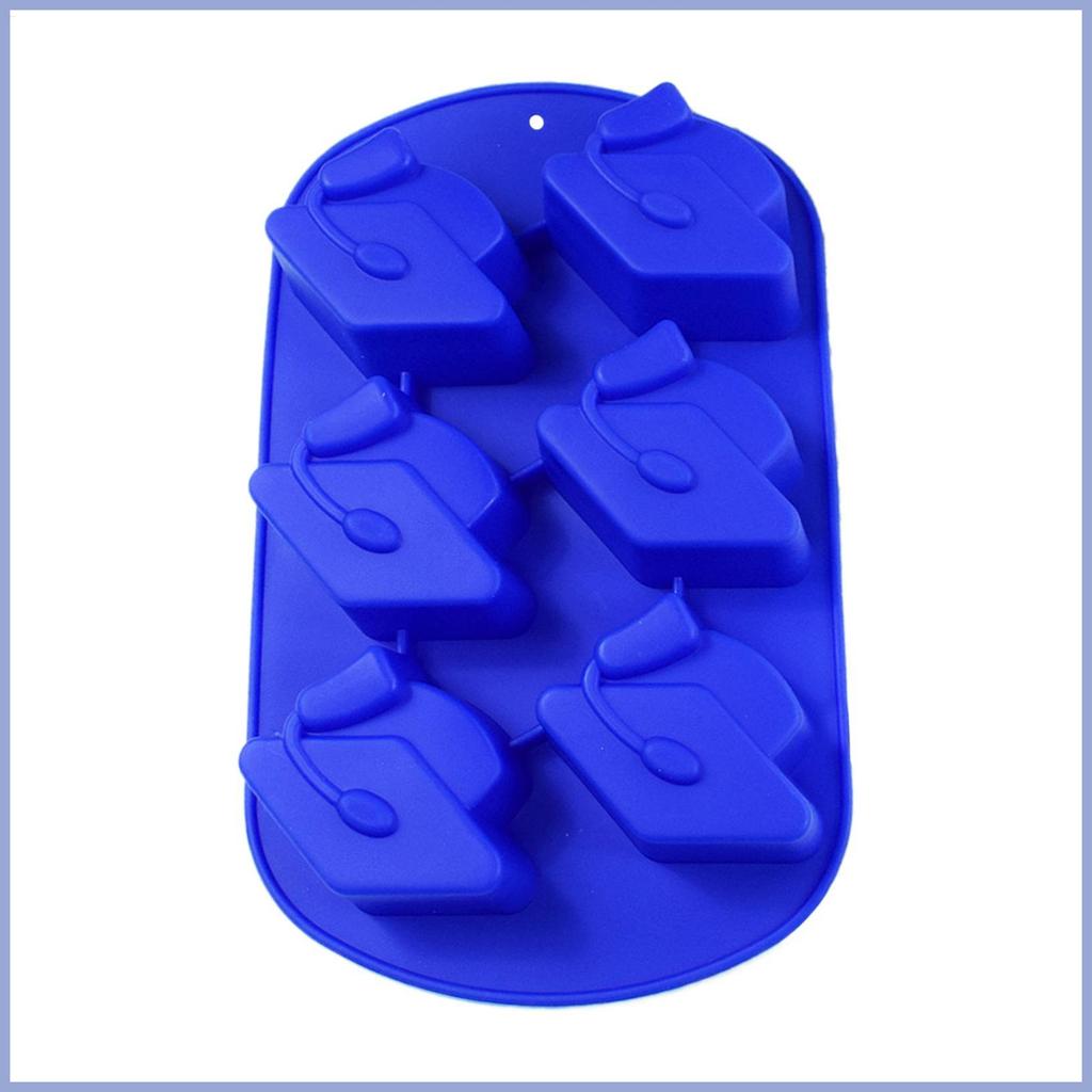 Boné De Formatura Molde De Chocolate 3D 6 Cavidade Silicone Tampa Em Forma De Moldes Graduação Fondant Para Fazer Doces