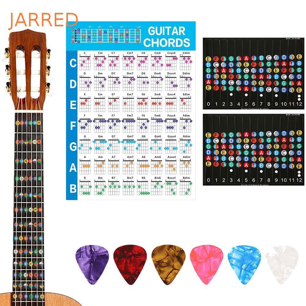 Gráfico De Acordes De Prática De Guitarra JARRED , Pôster De Papel De Vinil Impresso Codificado Por Cores , 56