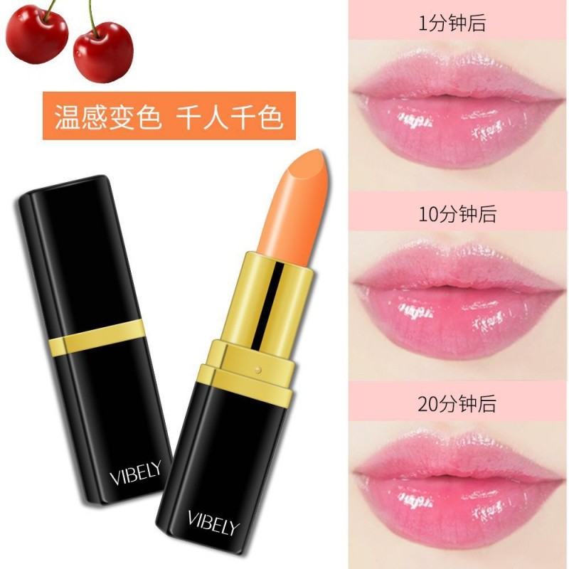 Maquiagem vermelho cereja batom que muda de cor planta sensação de temperatura saudável bálsamo labial que muda de cor c