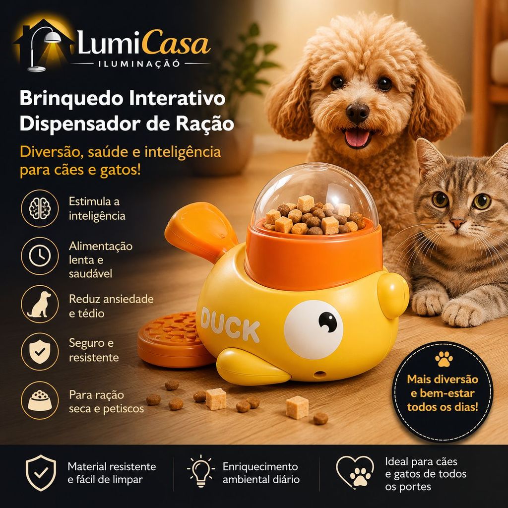 Brinquedo Interativo para Cães e Gatos Dispensador de Ração Slow Feeder Anti Ansiedade Pet Inteligente