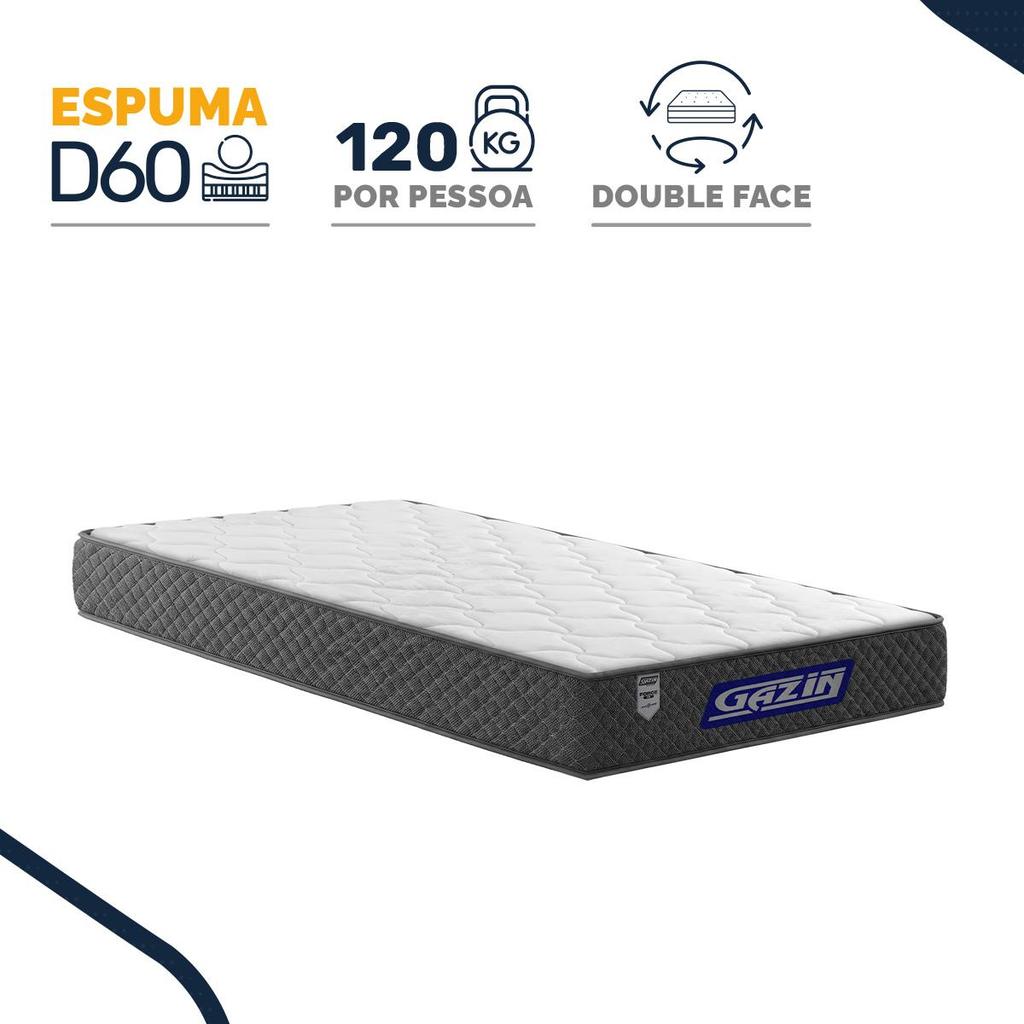 Colchão Gazin de Espuma D60 Double Face Force UP Solteiro 88cm