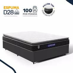 Cama Box com Colchão Gazin de Espuma D28 Pillow Top Ortoblack Casal 138cm