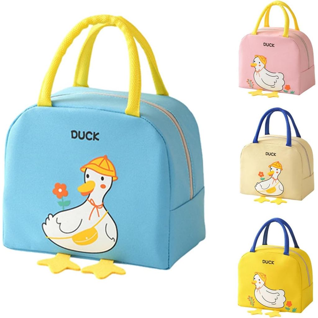Bolsa de almoço com tema de amor, lancheira com desenho de pato com tema de amor, bolsa de almoço reutilizável e isolada