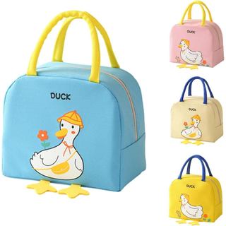 Bolsa de almoço com tema de amor, lancheira com desenho de pato com tema de amor, bolsa de almoço reutilizável e isolada