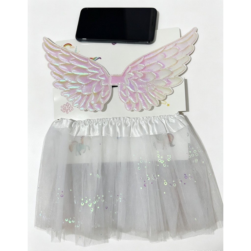 Saia Tule Bebê para Body Personagem - Recém Nascidoaté 1 ano 2 anos - Saia Tutu e asa festa presente de aniversário