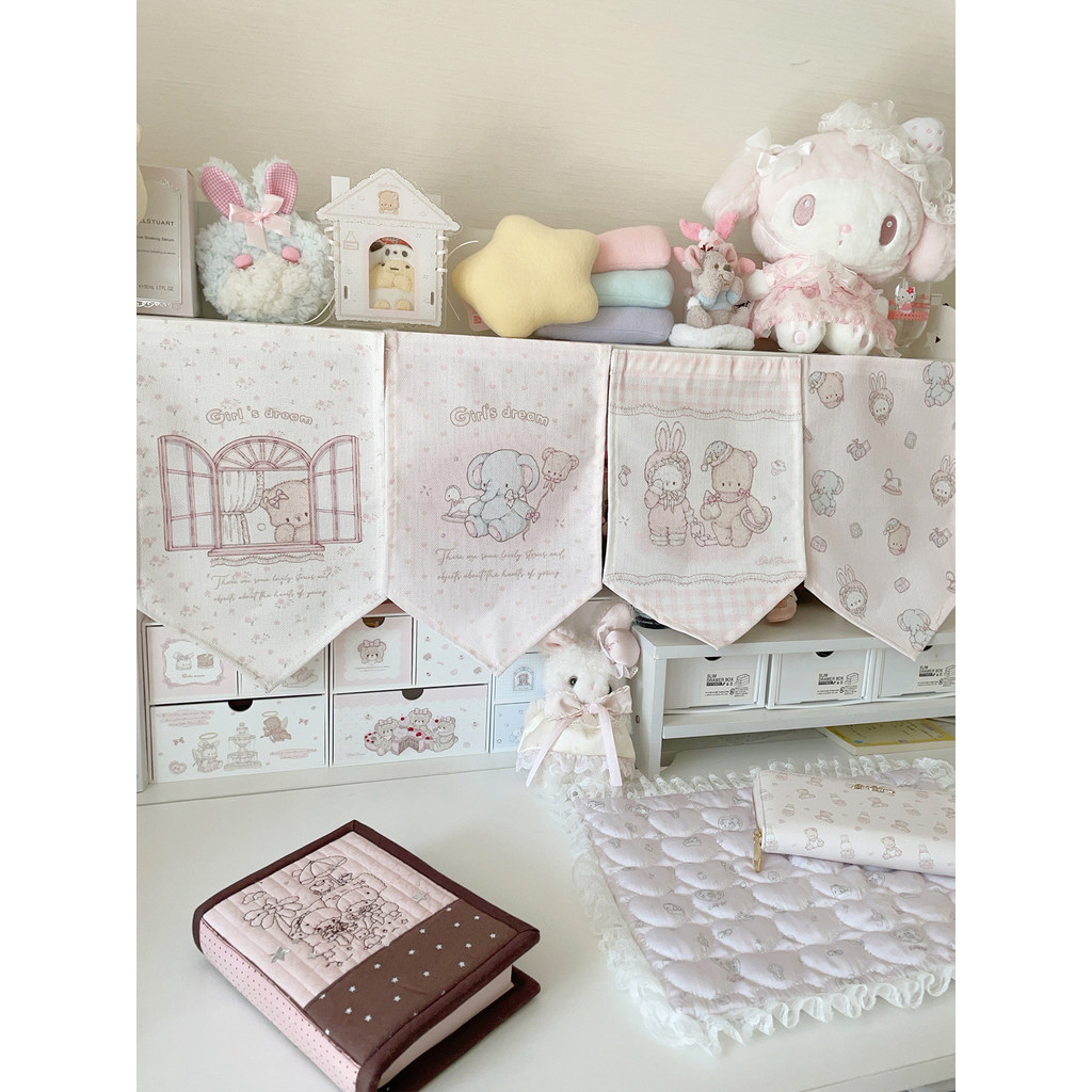 Menina sonho Original bebê coelho urso bandeira cortina quarto porta cortina bonito decorativo cortina curta pendurado c