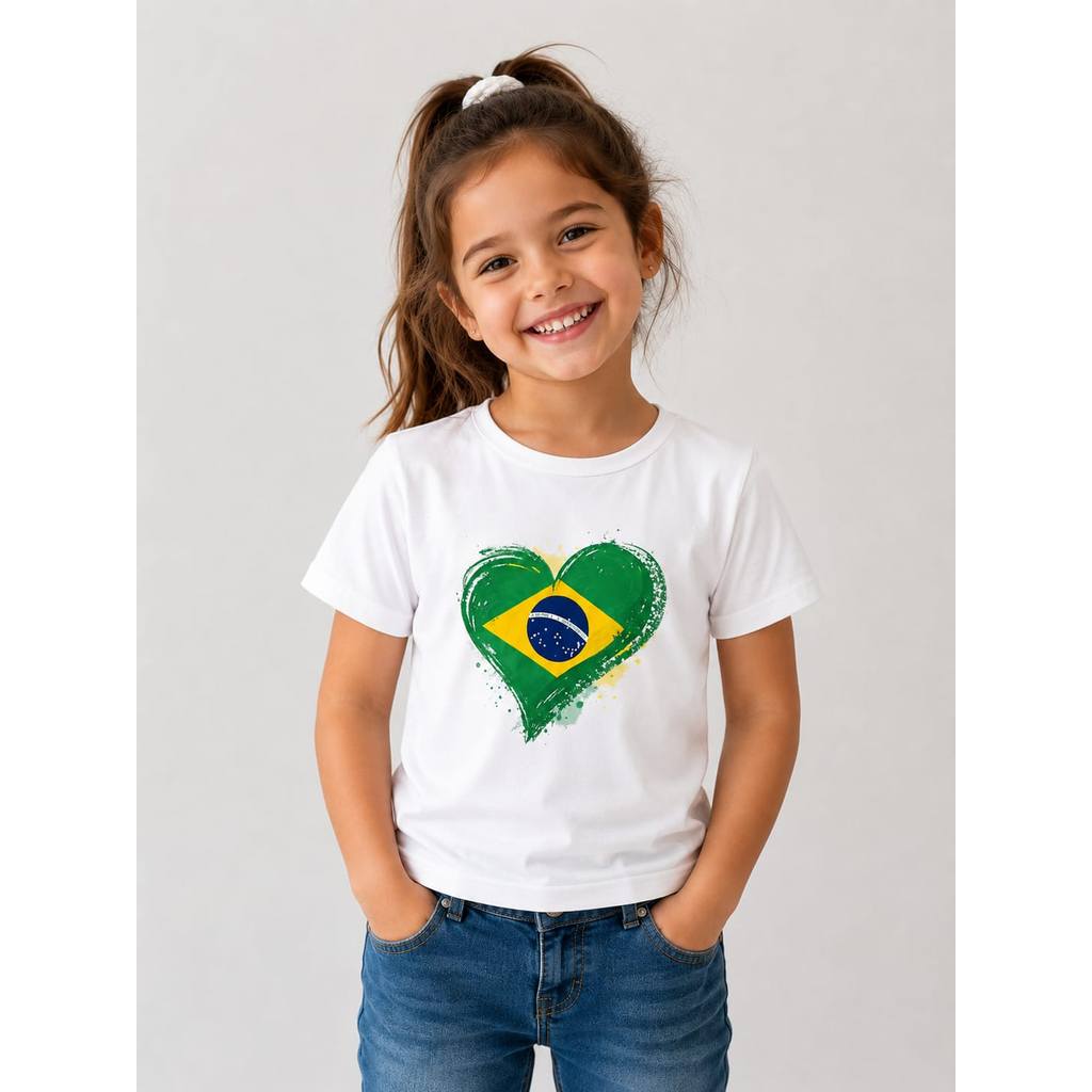 Camiseta Infantil Meninas Básica Confortável Estilosa Moda Crianças Brasil