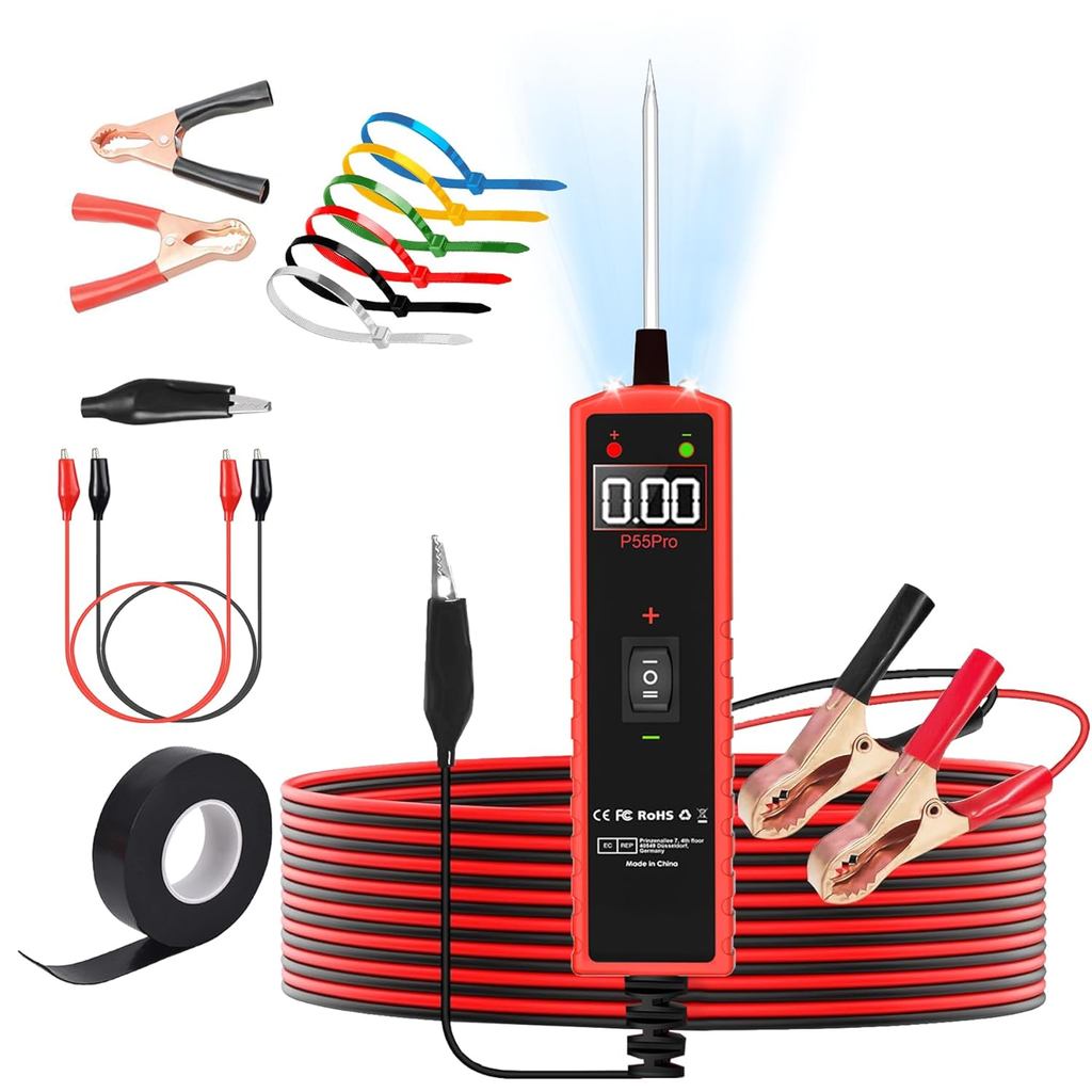 Power Circuit Probe Tester 6V-30V DC Test Light Car Fuse Tester Tool Short Circuit Located Auto Electrical Tester Kit Co