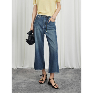 CLMX Algodão + Fibra de Celulose Reciclada Tecido Misturado Retro Leve Cropped Jeans Retos
