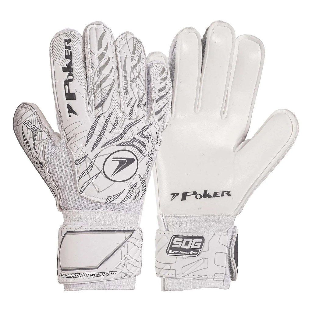 Luva Goleiro Poker Semi Pro Multiterreno Champion 8 Branco