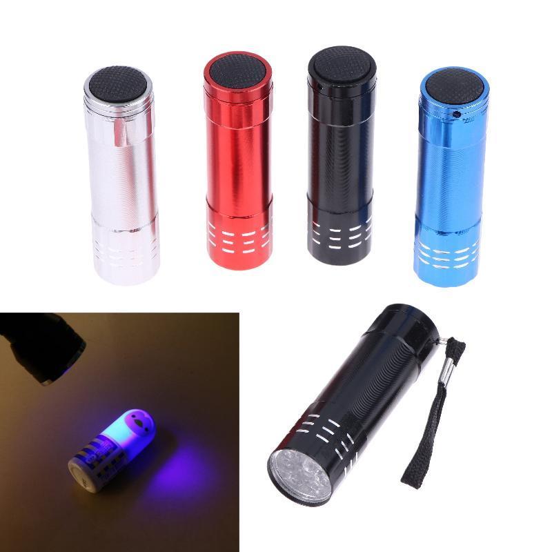 1 Pçs 50LM 395nm Lâmpada De Detecção Mini Lanterna UV 9 LED Bla Luz Ao Ar Livre Ferramenta Iluminação Portátil Para Cami