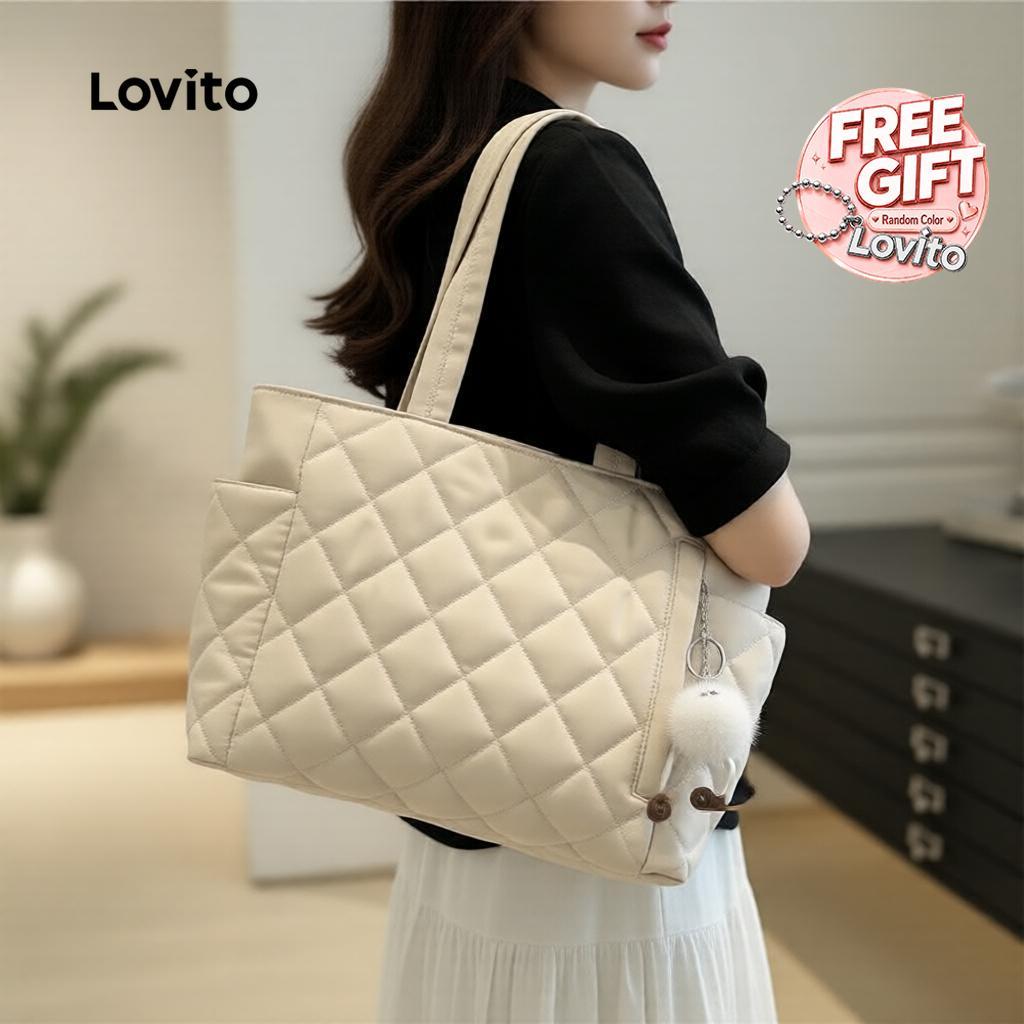 Lovito Bolsa De Ombro Casual Acolchoada Em Tecido Resistente Para Viagens Uso Di
