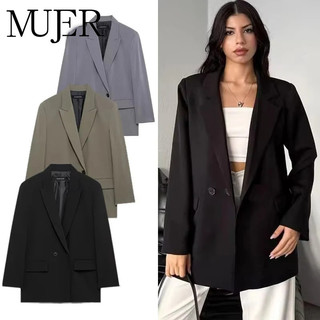 Blazers Femininos MUJER, Blazer de Alfaiataria Reto para Escritório, Novidade em Casacos, Blazer Casual Feminino de Mang