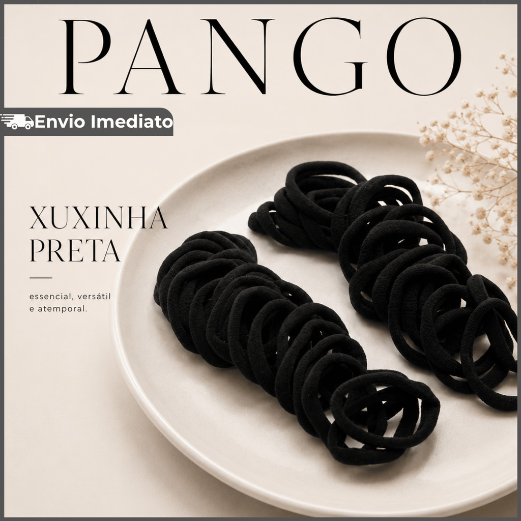 Xuxinhas Preta Preto Academia Escola Premium Meia de Seda Mini Rabicó Elástico Cabelo 50 a 100 unid