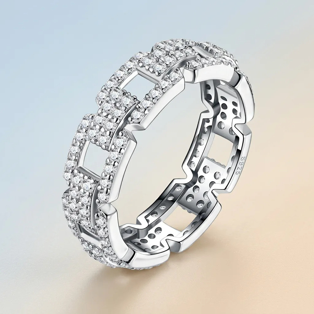 [Com certificado GRA] Europeu Americano S925 Prata Pavé Anel Moissanite Anel Feminino Clássico Luz Luxo Casal Anel Anel