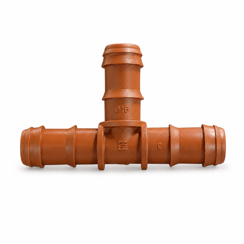 Conector Tê Dentado 16mm Azud Para Irrigação Gotejamento E Mangueira Cega - 50 Unidades