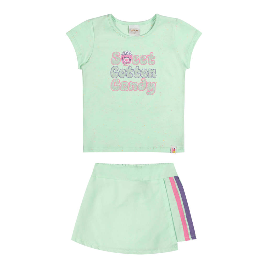 Conjunto Infantil Menina Com Presilha Elian Verde